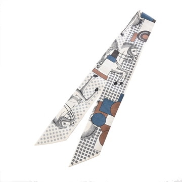 エルメス ツイリー CAVALIER EN FORMES ホワイト/マルチカラー シルク100％ レディース 【新品】【other】