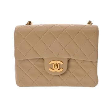 シャネル マトラッセ ミニフラップバッグ 17 ベージュ A01115 ラムスキン レディース バッグ 【中古】【bag】