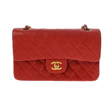 シャネル マトラッセ WフラップWチェーンショルダー 23 レッド A01113 ラムスキン レディース バッグ 【中古】【bag】