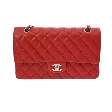 シャネル マトラッセ Wフラップ Wチェーンショルダー 25 レッド A01112 ラムスキン レディース バッグ 【中古】【bag】