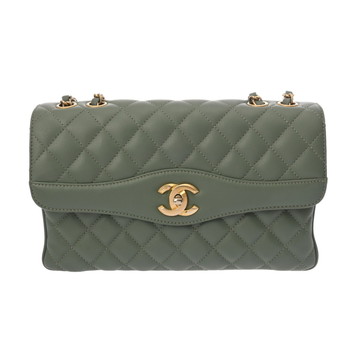 シャネル マトラッセ チェーンショルダー グリーン A57028 ラムスキン レディース バッグ 【中古】【bag】