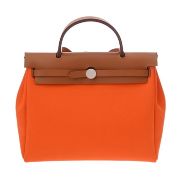 エルメス エールバッグ ジップ PM 2WAYショルダー オレンジ/ゴールド トワルオフィシエ/ヴァッシュハンター レディース バッグ 【中古】【bag】