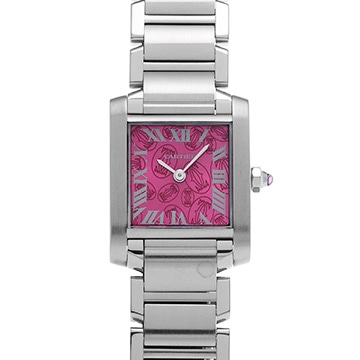 カルティエ タンク フランセーズ SM W51030Q3 ピンク レディース 時計 【中古】【wristwatch】