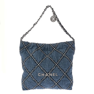 シャネル スモール ハンドバッグ CHANEL22 ブルー AS3260 デニム レディース バッグ 【中古】【bag】