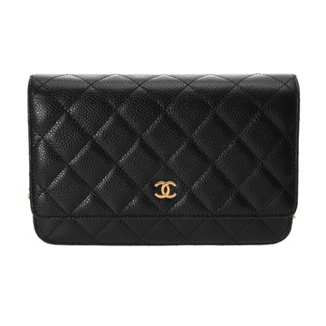 シャネル マトラッセ チェーンウォレット ブラック A33814 キャビアスキン レディース バッグ 【中古】【bag】
