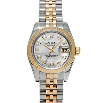 ロレックス デイトジャスト 179173NG ホワイトシェル/ダイヤモンド レディース 時計 【中古】【wristwatch】