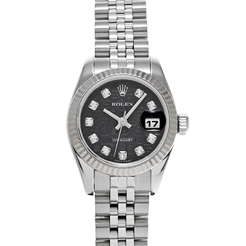 ロレックス デイトジャスト 179174G ブラックコンピュータ/ダイヤモンド レディース 時計 【中古】【wristwatch】