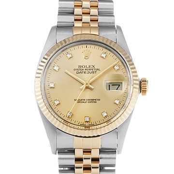 ロレックス デイトジャスト 16013G シャンパン/ダイヤモンド メンズ 時計 【中古】【wristwatch】