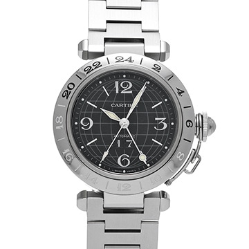 カルティエ パシャC メリディアン GMT W31049M7 ブラック メンズ 時計 【中古】【wristwatch】