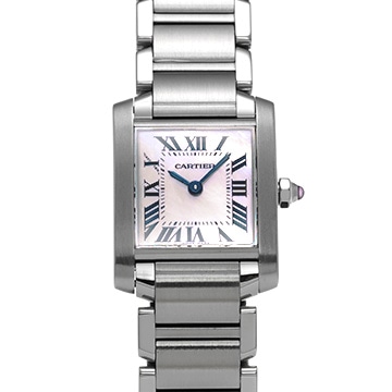 カルティエ タンク フランセーズ SM W51028Q3 ピンクシェル レディース 時計 【中古】【wristwatch】