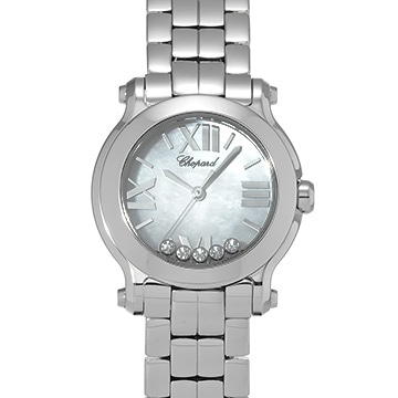 ショパール ハッピースポーツ ミニ 278509-3006 ホワイトシェル/ダイヤモンド レディース 時計 【中古】【wristwatch】