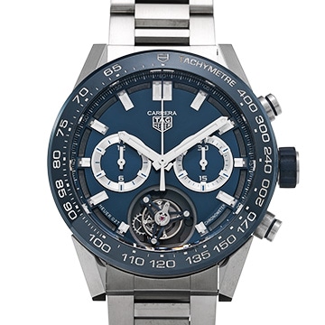 タグ ホイヤー カレラ キャリバー ホイヤー02T クロノグラフ トゥールビヨン CAR5A8C.BF0707 ブルー メンズ 時計 【中古】【wristwatch】