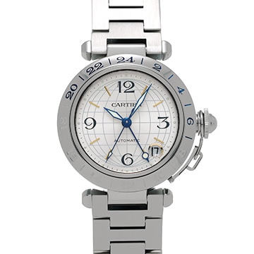 カルティエ パシャC メリディアン GMT W31029M7 シルバー ユニセックス 時計 【中古】【wristwatch】