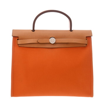 エルメス エールバッグ ジップPM オレンジ/ナチュラル トワルオフィシエ/ヴァッシュハンター レディース バッグ 【中古】【bag】