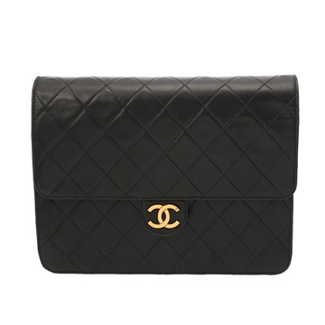 シャネル マトラッセ プッシュロックチェーンショルダー ブラック ラムスキン レディース バッグ 【中古】【bag】