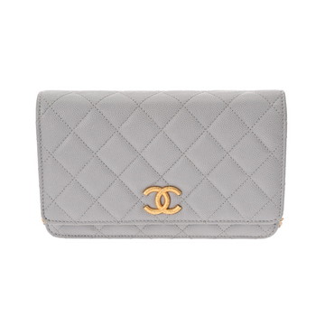 シャネル マトラッセ クラシック チェーンウォレット グレー/パープル AP0250 グレインドカーフスキン レディース バッグ 【中古】【bag】