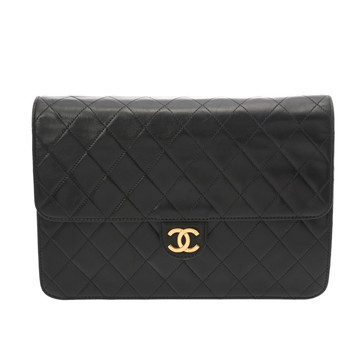 シャネル マトラッセ プッシュロックチェーンショルダー ブラック ラムスキン レディース バッグ 【中古】【bag】