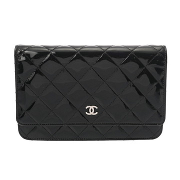 シャネル マトラッセ チェーンウォレット ブラック A33814 パテントカーフスキン レディース バッグ 【中古】【bag】
