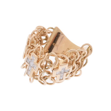 ノーブランド クロスチェーン リング ゴールド K18イエローゴールド YG レディース ジュエリー 【中古】【jewelry】