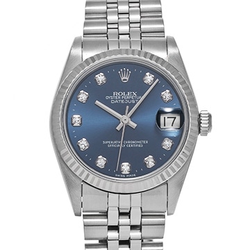 ロレックス デイトジャスト 68274G ブルー/ダイヤモンド ユニセックス 時計 【中古】【wristwatch】