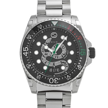 グッチ ダイブウォッチ ブラック キングスネーク YA136204 ブラック メンズ 時計 【中古】【wristwatch】