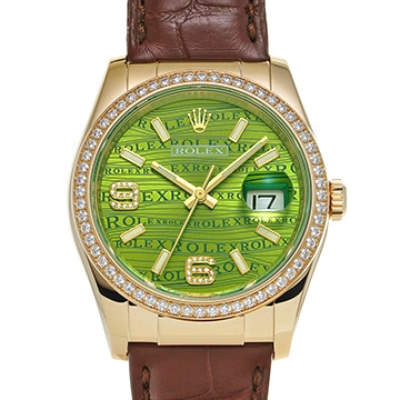 ロレックス デイトジャスト 36 116188 グリーンウェーブ/ダイヤモンド メンズ 時計 【中古】【wristwatch】