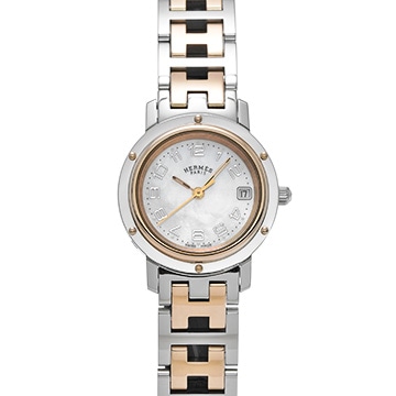 エルメス クリッパー ナクレ CL4.221.212.3824 ホワイトシェル レディース 時計 【中古】【wristwatch】