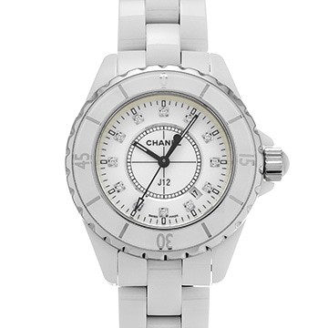 シャネル J12 33MM H1628 ホワイト/ダイヤモンド レディース 時計 【中古】【wristwatch】