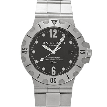 ブルガリ ディアゴノ スクーバ SD38S ブラック メンズ 時計 【中古】【wristwatch】