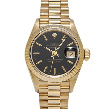ロレックス デイトジャスト 69178 ブラック レディース 時計 【中古】【wristwatch】
