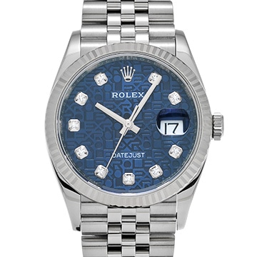 ロレックス デイトジャスト 36 126234G ブルーコンピュータ/ダイヤモンド メンズ 時計 【中古】【wristwatch】