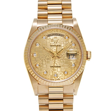 ロレックス デイデイト 18238G シャンパンコンピュータ/ダイヤモンド メンズ 時計 【中古】【wristwatch】