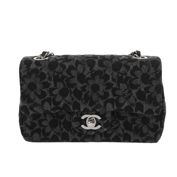 シャネル カメリア/マトラッセ ミニ クラシック ハンドバッグ 20cm ブラック A69900 プリントデニム レディース バッグ 【中古】【bag】