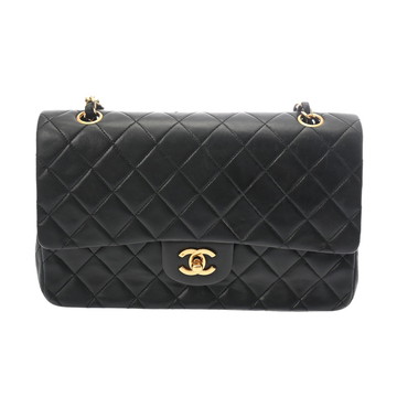 シャネル マトラッセ Wフラップ Wチェーンショルダー 25 ブラック A01112 ラムスキン レディース バッグ 【中古】【bag】