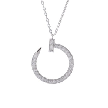 カルティエ ジュストアンクル ネックレス パヴェ シルバー K18ホワイトゴールド WG レディース ジュエリー 【中古】【jewelry】