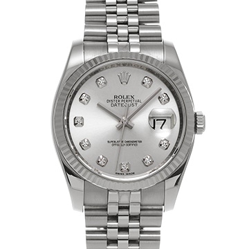 ロレックス デイトジャスト 116234G シルバー/ダイヤモンド メンズ 時計 【中古】【wristwatch】