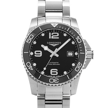 ロンジン ハイドロコンクエスト L3.781.4.56.6 ブラック メンズ 時計 【中古】【wristwatch】