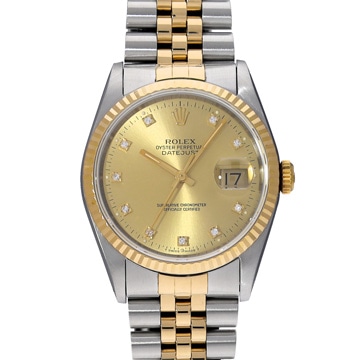 ロレックス デイトジャスト 16233G シャンパン/ダイヤモンド メンズ 時計 【中古】【wristwatch】