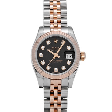 ロレックス デイトジャスト 179171G ブラック/ダイヤモンド レディース 時計 【中古】【wristwatch】