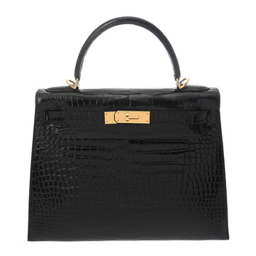 エルメス ケリー 28 内縫い 2WAY ブラック ポロサスリセ レディース バッグ 【中古】【bag】