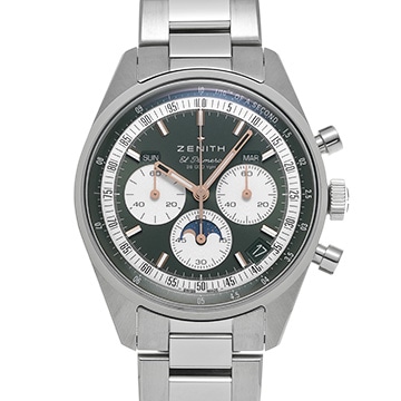 ゼニス クロノマスター オリジナル トリプルカレンダー 03.3400.3610/40.M3200 オリーブグリーン/シルバー メンズ 時計 【中古】【wristwatch】