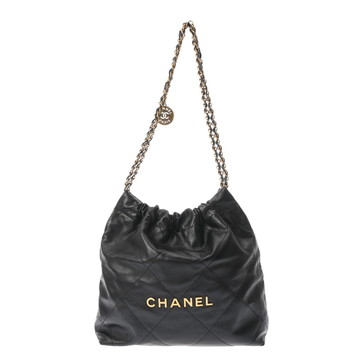 シャネル スモール ハンドバッグ CHANEL22 ブラック AS3260 シャイニーカーフスキン レディース バッグ 【中古】【bag】