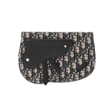 ディオール Saddle ショルダーバッグ  エクリュ/ブルー 1ADPO325YKY_H27E オブリーク・ジャガードキャンバス レディース バッグ 【中古】【bag】