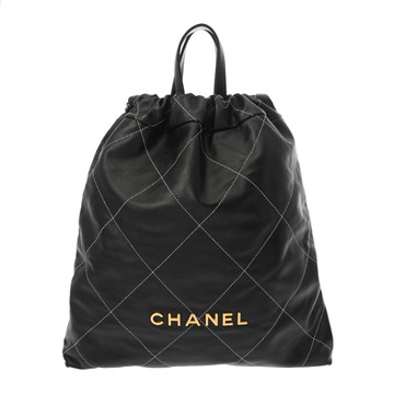シャネル ラージ バッグパック CHANEL22 ブラック AS3313 シャイニーカーフスキン レディース バッグ 【中古】【bag】
