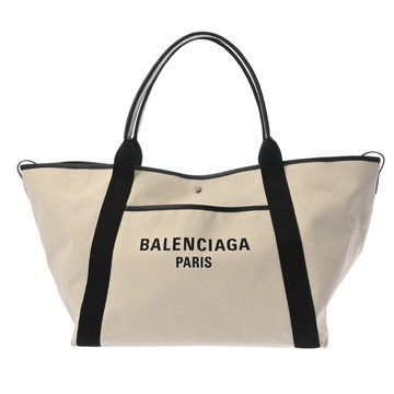 バレンシアガ ビアリッツ ラージトート ホワイト/ブラック 805116 9260 M23 4202 キャンバス/レザー ユニセックス バッグ 【中古】【bag】