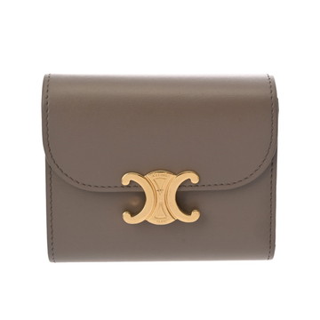 セリーヌ スモールウォレット トリオンフ ぺブル 10D783DPV 10BL シャイニーカーフ レディース 財布 【中古】【purse】