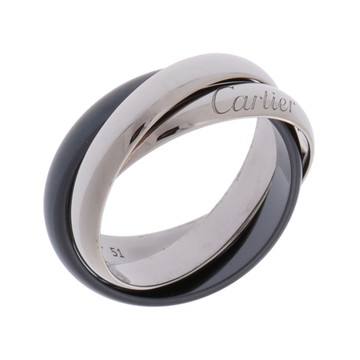 カルティエ トリニティリング #51 シルバー K18ホワイトゴールド WG/ブラックセラミック レディース ジュエリー 【中古】【jewelry】