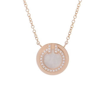 ティファニー ＴTWO サークル ネックレス  ゴールド K18ピンクゴールド PG レディース ジュエリー 【中古】【jewelry】