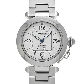 カルティエ パシャC ビッグデイト W31055M7 ホワイト ユニセックス 時計 【中古】【wristwatch】
