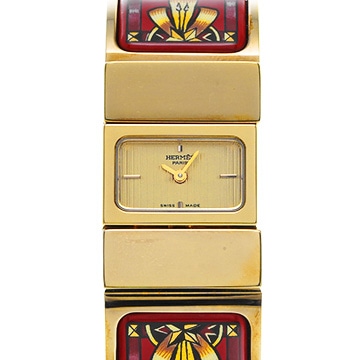 エルメス ロケ L01.201 シャンパン レディース 時計 【中古】【wristwatch】